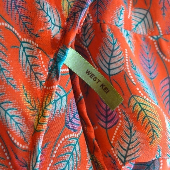 West Kei Sheer Summer Pullover Blouse/Top, Leaf Print - Large - Picture 2 of 7